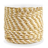 Trendy braided cord 2mm Gold-white